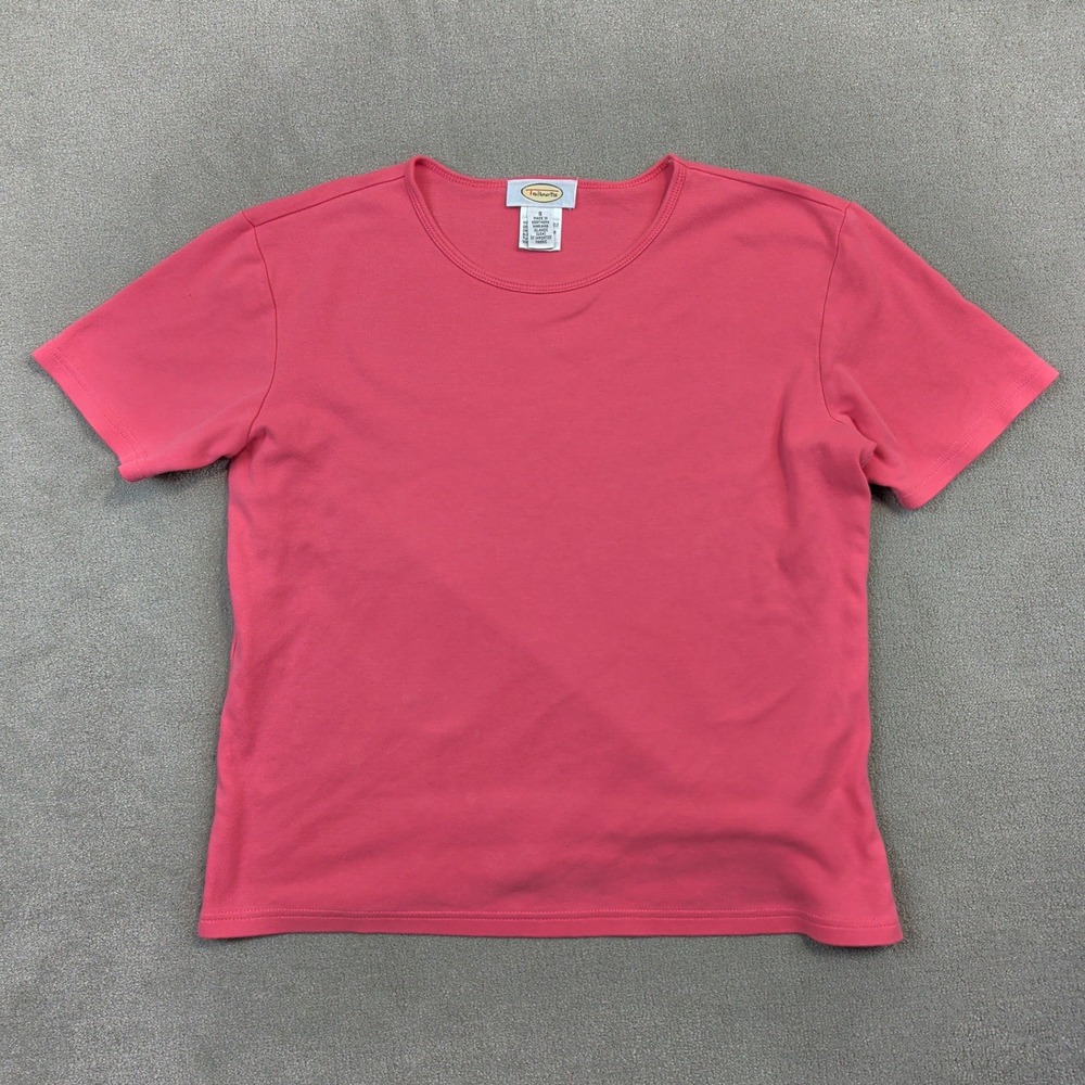 Talbots T-Shirt Womens Small Pink Short Sleeve 100% Cotton Crew Neck Basic Tee